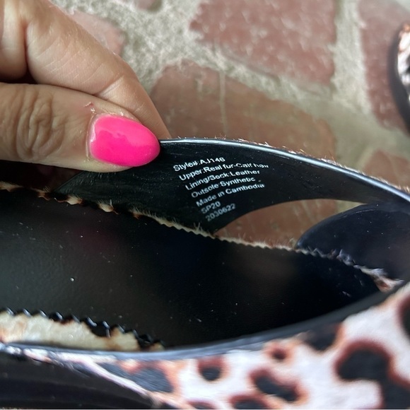 J. Crew Wide Cross Trap Ingrid Sandal Leopard Calf Hair Sz 7 - Picture 11 of 11